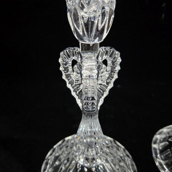 Shannon by Godinger 24% Lead Crystal Royal Crown Candlestick Pair-NEW - Picture 7 of 9